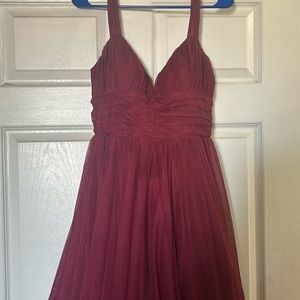 Floor length red prom dress